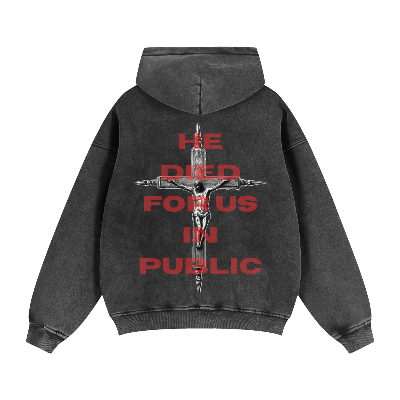 "He Died For Us In Public" Zip-Through Boxy Fleece Hoodie