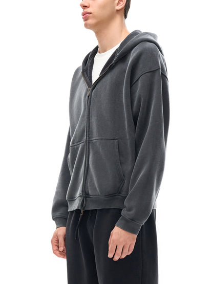 "He Died For Us In Public" Zip-Through Boxy Fleece Hoodie