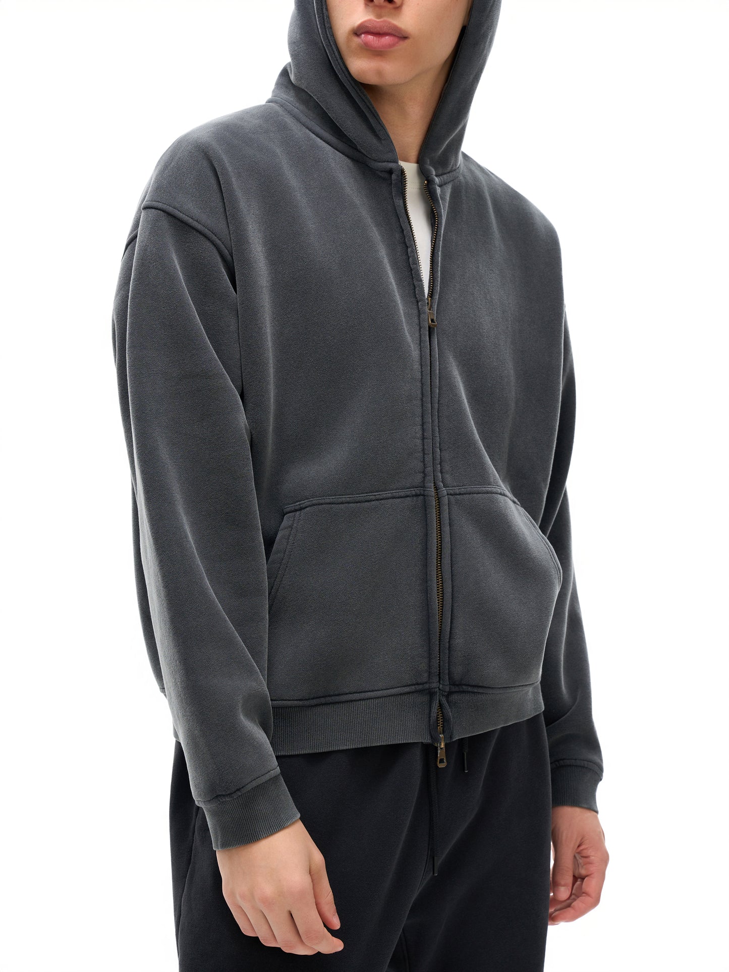 "He Died For Us In Public" Zip-Through Boxy Fleece Hoodie
