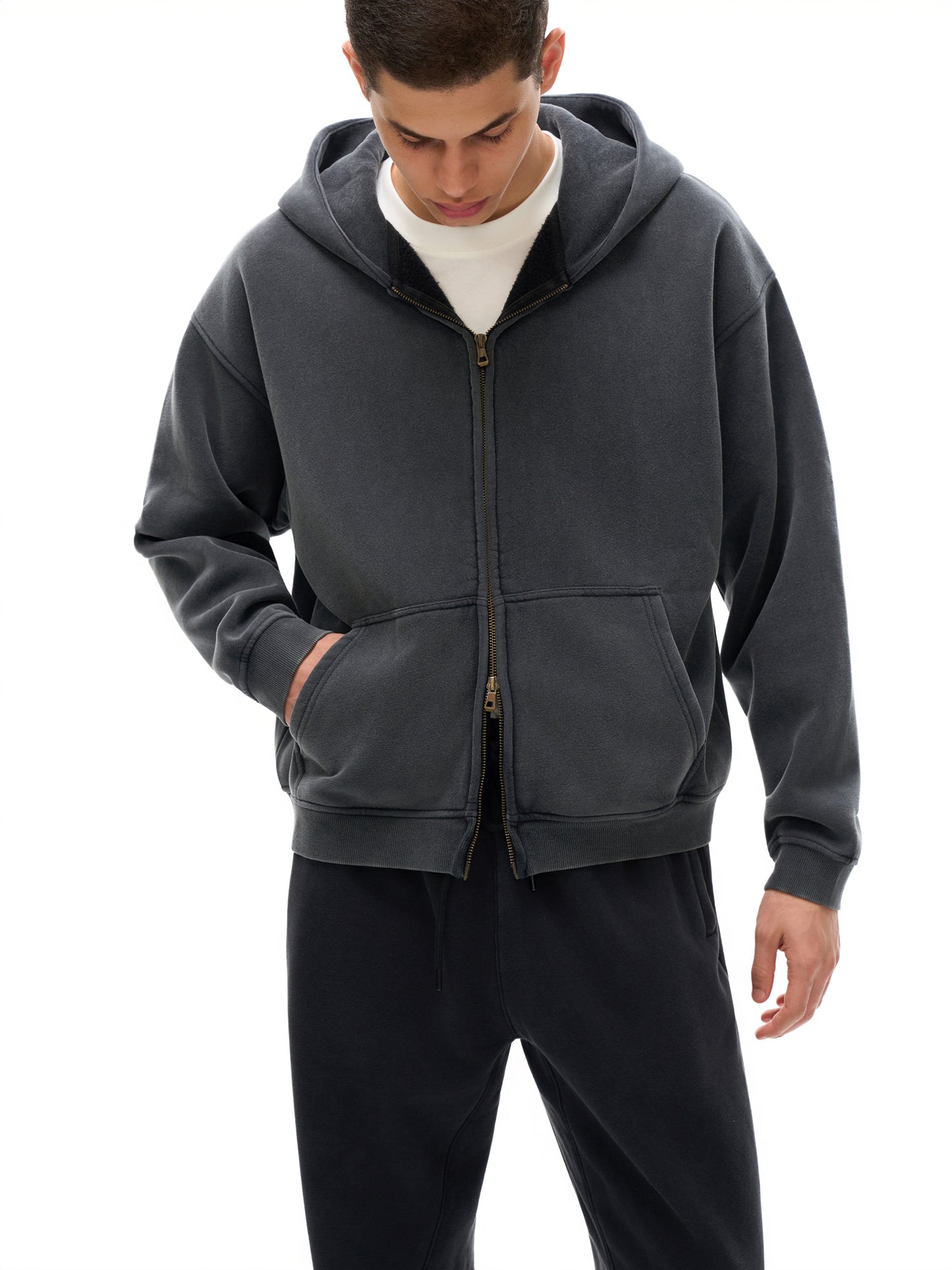 "He Died For Us In Public" Zip-Through Boxy Fleece Hoodie