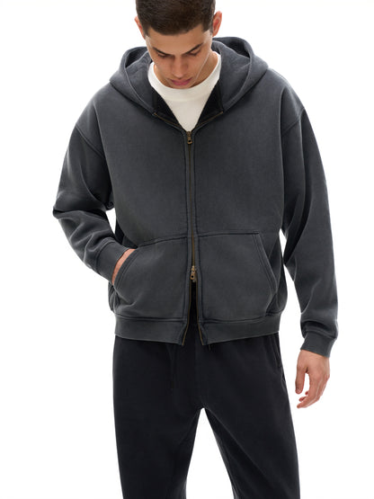 "He Died For Us In Public" Zip-Through Boxy Fleece Hoodie